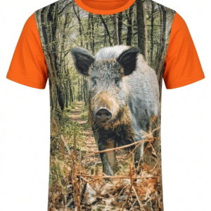 Τεχνικό T-Shirt Κυνηγιού Quick-Dry με 3D Ψηφιακή Εκτύπωση Αγριογούρουνο πορτοκαλί