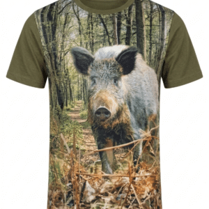 Τεχνικό T-Shirt Κυνηγιού Quick-Dry με 3D Ψηφιακή Εκτύπωση Αγριογούρουνο Χακί