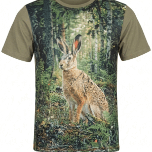 Τεχνικό T-Shirt Κυνηγιού Quick-Dry με 3D Ψηφιακή Εκτύπωση – Λαγός Χακί
